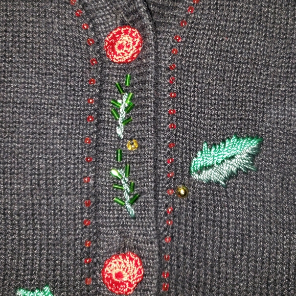 Ugly Christmas grandma beaded sweater vest sz M - Picture 7 of 11